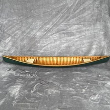 Large Wooden Model Canoe Hunter Green Ribbed Interior Nautical Decor 28 Inch picture