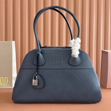 Miu Miu Vivant Blue Nappa Leather Top Handle Bag Padlock Shoulder Strap picture