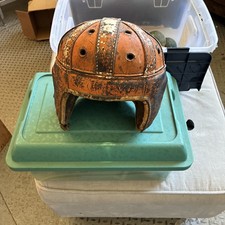 Antique Foot Ballers Helmet Leather Very Old Large Size picture