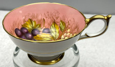Vintage 1950s Aynsley Pink Cup, Orchard Fruits, Signed Doris Jones, Bone China picture
