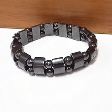 Magnetic Hematite Healing Stretchable Bracelet 2 Line Hematite Therapy Bracelet picture
