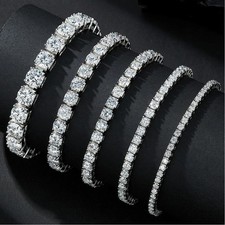 2-6.5mm D/VVS1 Moissanite Tennis Chain Bracelet 925 Sterling Silver Pass Tester picture