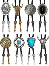 8 Piece Vintage Bolo Tie Set Adjustable Bolo Ties Western Leather Necktie Adjust picture