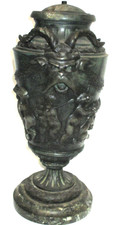 Antique French Bronze Sculpture After Clodion? Vase Urn lamp base Cherub Satyr picture