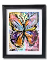 Guajardo Art Original 14x11 Expressionist Colorful Butterfly Painting Painting picture