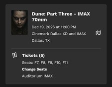 Dune: Part Three IMAX 70mm Movie Tickets  Dallas Cinemark Dec 19 11PM picture