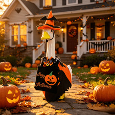 Halloween Porch Goose Outfits with Hat & Bag fit 23Inch Statue Outdoor Decor picture