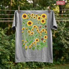 Vintage Botanical Sunflower T-Shirt, Cottagecore Graphic Tee, Forest Floral Shi picture