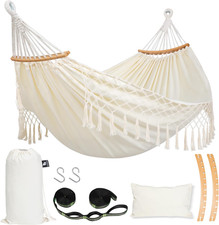SUNCREAT Hammocks Outdoor Camping Double Hammock with Spreader Bar, Tassel, Hamm picture