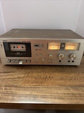Vintage AKAI GXC-725D Stereo Cassette Deck Silver Wood grain ~Tested Working picture