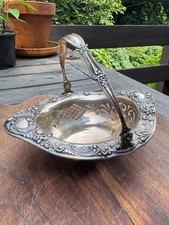 Antique Gorham Sterling Silver Swing Handle Basket A110 Repousse Pierced c1905 picture