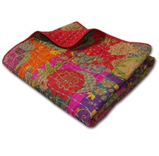Greenland Home Jewel 100% Cotton Throw Blanket with Kantha-Style Quilting, Multi picture