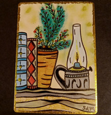 ACEO Original Art Card Simple Christmas Folk Art Pen Ink Sabrina de Man picture