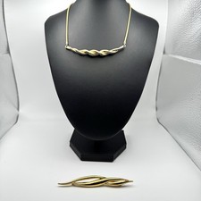 Vintage Napier Monet Jewelry Lot Gold Tone Necklace Brooch Modernist Statement picture
