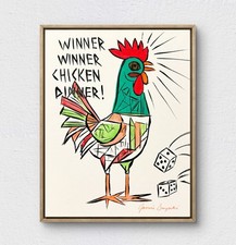 JANICEART Original Winner Chicken Dinner Rooster 11x14 Acrylic Canvas Wall Art picture