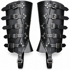 Medieval Leather Leg Greaves Viking Knight LARP Renaissance Cosplay Armor picture