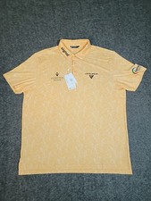 NEW Levelwear Golf Polo XL Yellow Pattern Paradise Sorbet Veritex Bank Logo Mens picture