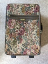 Vintage Jacquar Floral tapestry rolling luggage/travel bag/suitcase 20” carry on picture