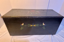 Antique Primitive Pennsylvania Dutch Hand Painted Hope Dowry Blanket Chest picture
