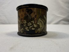 Antique Japanese Meiji Papier Mache Lacquer Box Snuff Pill Trinket Geisha Scene picture