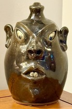 Signed David Meaders ‘Devil Eyes’ Face Jug, Meaders Pottery, Mossy Creek GA picture