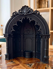 Black Gothic 1:12 Scale Dollhouse Miniature Fireplace Mantel Surround, Plastic picture