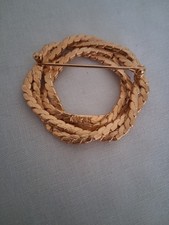 Vintage Napier Gold Tone Multi-strand twisted rope wreath brooch pin 1970s picture
