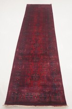 3 x 9 ft Red Vintage Belgic Oriental Afghan Hand knotted Tribal Runner Rug picture