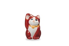 Marusan Miyamoto Kutani Ware No. 3 Maneki-Neko (Beckoning Cat) With Gold Decora_ picture