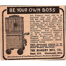 The Kingery Mfg Co Popcorn Poppers, Peanut Roasters Cincinnati OH 1926 Ad AG3-M2 picture