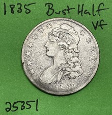 1835 Capped Bust Silver Half Dollar 50c Very Fine  US Type Coin picture
