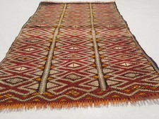 Vintage Traditional Handmade Turkish Wool Multi Kilim Rug 4.1x2.7ft picture