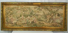 Large Atq Vtg Intricate Colorful French Tapestry Framed Boucher / Baucher picture