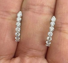 1.10Ct Round Natural GH/SI Diamond Huggie Hoop Women's Earrings 950 Platinum picture
