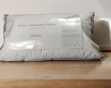 2 Saatva Down Alternative Pillow Queen White Hypoallergenic Plush Organic Cotton picture