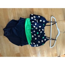 Palm point Vintage bathing suit navy green polka dots picture