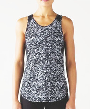 LULULEMON SCULPT TANK TOP II WHITE BLACK ABSTRACT PRINT MESH TRIM TOP SIZE: S picture