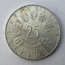 1962 Austria 25 Schilling Anton Bruckner Silver Coin 0.800 Austrian Mint Vintage picture