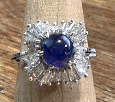 Lovely Vintage 14K Sapphire Diamond Ballerina Ring, NO HEAT w GIA Report picture