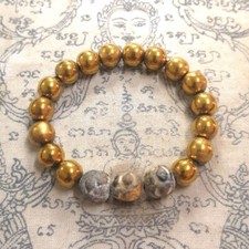 Bracelet Golden Leklai Somdej Toh Beads Wat Phra Kaew Thai Temple Buddha Amulet picture