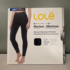 NEW Lole Women's Merino Wool Blend Base Layer Bottoms Legging Black Size L picture