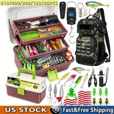 Fishing Gear Kit Complete Fish Lures Accessories Set Freshwater Tackle Box Gift  picture