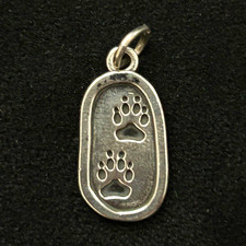 Vintage SJC Sundancer Sterling Silver 925 Bear Paw Print Oval Charm Pendant picture