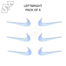 6 Pack White Swoosh Embroidered Patches 2.5