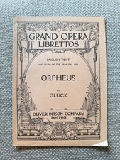 Antique Orpheus Gluck Grand Opera Libretto Oliver Ditson Sheet Music picture