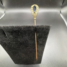 Elegant 10k Yellow Gold Lapel Stick Pin Featuring Black Stone Detail Onyx? picture