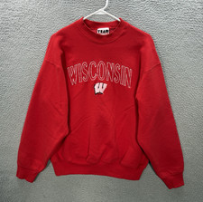 Vintage Wisconsin Badgers Sweatshirt Adult XL Red Crewneck Embroidered 90s Y2K picture