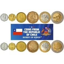 Chile | 6 Coin Set | 1 5 10 50 100 500 Pesos | Bernardo O'Higgins | 1981 - 2023 picture