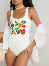 $275 NWT STAUD Lea Bead Embellished White Swimsuit One Piece Large zjn2226b picture