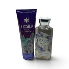 NEW RARE Bath & Body Works Frosted Snow Blossom Body Cream & Body Wash 2-Pc HTF picture